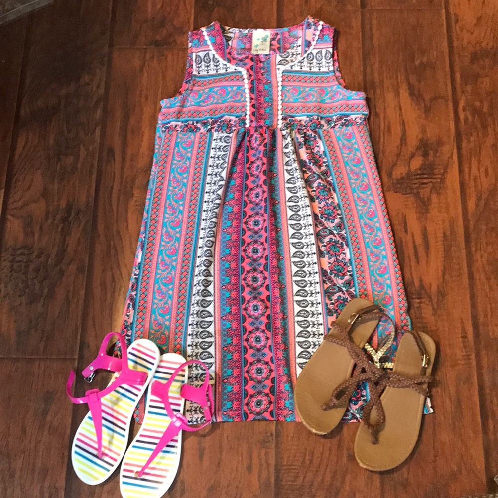 Girls Size 12 dress with 2 pairs of sandals